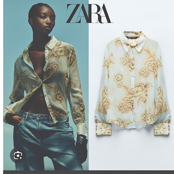 ZARA FLORAL PRINT SHIRT - Picture 1 of 6
